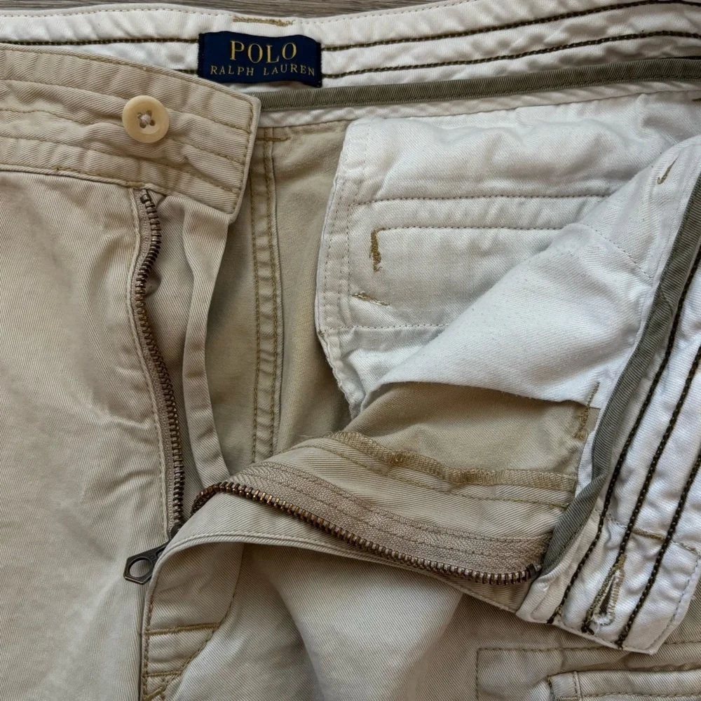 Polo Ralph Lauren Classic Cargo Chino Shorts Mens 32 Beige Khaki Casual Pockets